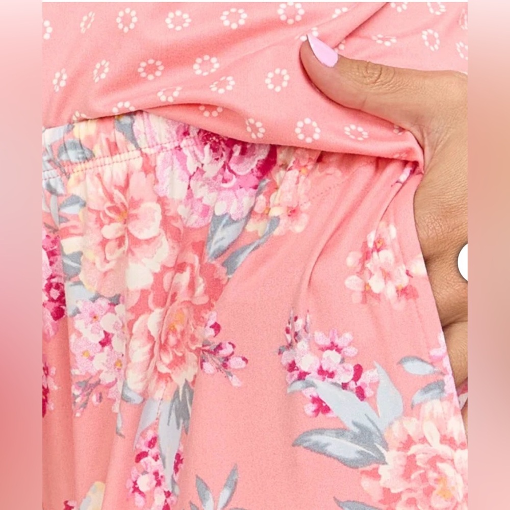 Flora Nikrooz Coral Floral 3 piece Pajama Lounge Set - Picture 11 of 13